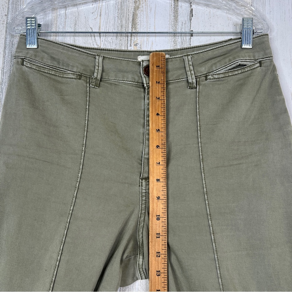 Anthropologie Wide Leg Chino Pants Women's 8 Earthy Green Boho Chic Fall Casual - Picture 12 of 15